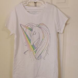 Cat & Jack White Tee with Rainbow Unicorn